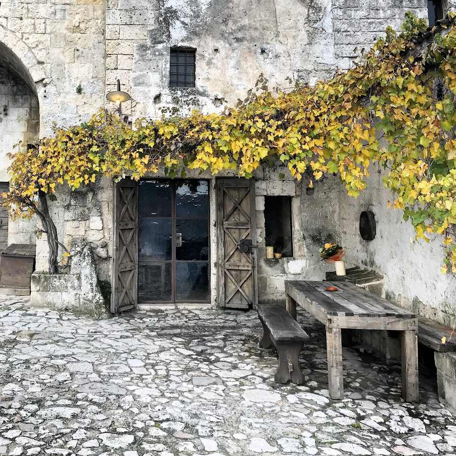 Historic stone courtyard in Matera