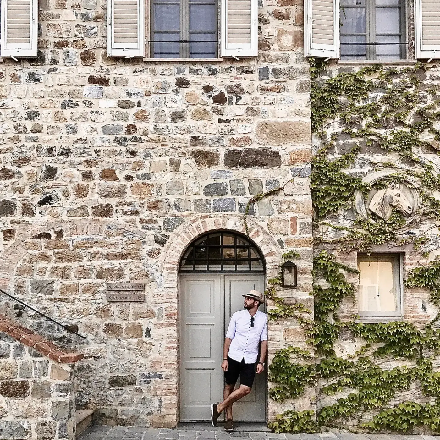 Daniele walking through the medieval borgo