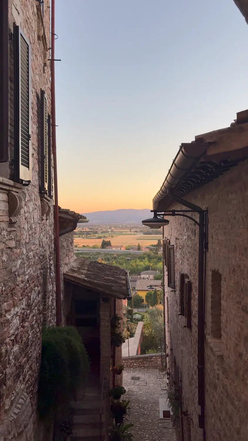 Spello alley at sunset